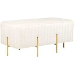 Beliani - Panca in velluto crema con gambe in metallo dorate Dayton