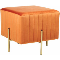 Pouf in velluto arancione con gambe in metallo dorato 45 x 45 cm Dayton