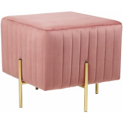 Pouf in velluto rosa con gambe in metallo dorato 45 x 45 cm Dayton