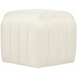 Pouf in Velluto Color Bianco Crema 29 x 53 x 48 cm Forma Esagonale Murietta