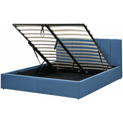 Letto Matrimoniale con Contenitore in Tessuto Blu 160 x 200 cm Dreux