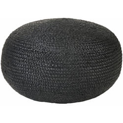Beliani - Pouf rotondo in iuta eps con perline 45 x 45 x 30 cm nero Dukki