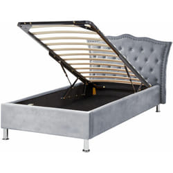 Letto singolo con con contenitore in velluto grigio 90 x 200 cm Metz