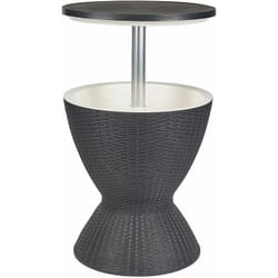 Tavolo da giardino rotondo in polipropilene tortora con contenitore portaghiacchio integrato 48 cm Aisa