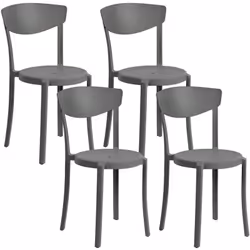 Set di 4 pratiche sedie da interno ed esterno in plastica. Questo set di 4 sedie da giardino in stile minimalista, è la scelt ...