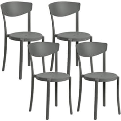 Set di 4 sedie moderne da interno ed esterno in plastica grigio scuro Vieste