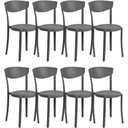 Set di 8 sedie in plastica grigio scuro per interno ed esterno Vieste
