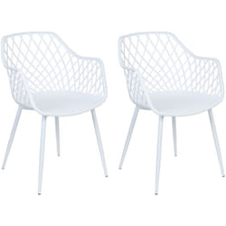 Set 2 sedie da pranzo plastica bianco gambe in metallo con schienale aperto Nashua ii