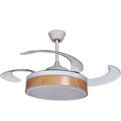 Beliani - Ventilatore da soffitto moderno a pale retrattili con telecomando e illuminazione a led Bianco con luce effetto legno Fremont