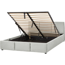 Letto moderno imbottito contenitore in velluto grigio chiaro 140 x 200 cm Bousse