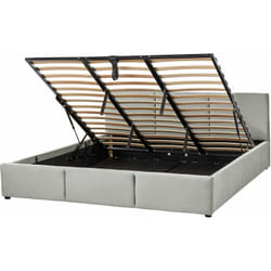 Letto moderno imbottito contenitore in velluto grigio chiaro 180 x 200 cm Bousse