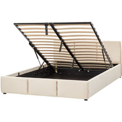 Letto moderno imbottito contenitore in velluto beige chiaro 140 x 200 cm Bousse