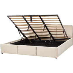 Letto moderno imbottito contenitore in velluto beige chiaro 180 x 200 cm Bousse