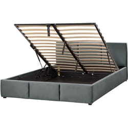 Letto moderno imbottito contenitore in velluto grigio scuro 140 x 200 cm Bousse