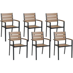 Set di 6 sedie da pranzo in alluminio anodizzato colore legno chiaro e nero Vernio