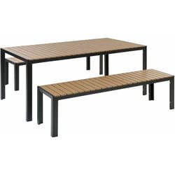 Set da Giardino in alluminio anodizzato Legno Chiaro e Nero Tavolo Rettangolare 2 Panche nardo