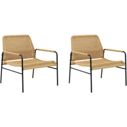Set di 2 poltrone moderne da giardino in rattan Struttura in metallo nero Naturale Prasimo