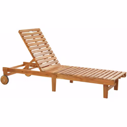 Lettino da giardino pieghevole con schienale regolabile. Questo lettino in legno incarna l'essenza di un arredo senza tempo,  ...