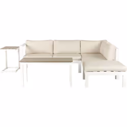 Elegante set da giardino in alluminio bianco. Questo set da esterno oltre che ideale per ospitare comodamente fino a 5 person ...