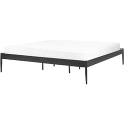 Letto matrimoniale con rete a doghe in metallo nero 180 x 200 cm Vaurs