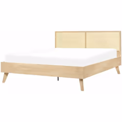 Letto minimalista con testiera in vimini. Concediti un letto che non è solo confortevole ma anche elegante e alla moda. Quest ...