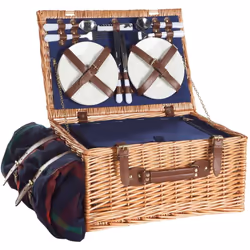 Cestino da picnic rettangolare. Questo cesto da picnic è un compagno elegante ed ecologico per le riunioni all'aperto. Includ ...