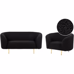Set di 2 divani dal design classico. Questo set da salotto glamour dona una sensazione di lusso: piedi dorati, morbide curve ...
