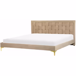 Elegante letto in tessuto vellutato. Trasforma la tua camera da letto in un tempio del lusso e del tempo libero con questo el ...