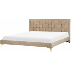 Letto Matrimoniale con Struttura Imbottita di Velluto Taupè 180 x 200 cm Limoux