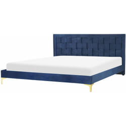 Letto Matrimoniale con Struttura Imbottita di Velluto Blu 180 x 200 cm Limoux