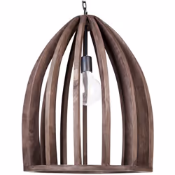 Elegante lampada a sospensione con paralume a gabbia in legno. Questa lampada di legno non solo illuminerà notevolmente la tu ...