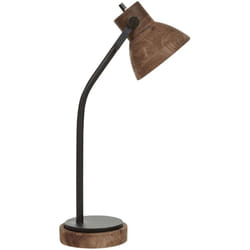 Beliani - Lampada da scrivania tradizionale in legno di mango scuro e paralume in legno nero fatto a mano Kolar
