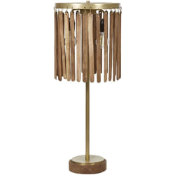Beliani - Lampada da tavolo tradizionale da comodino in legno di mango scuro fatta a mano in ottone Sabari