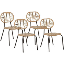 Set di 4 sedie in rattan con cuscino di seduta naturale intrecciato Pratello