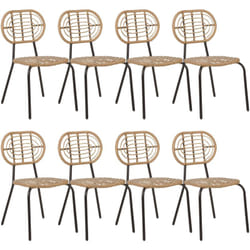 Set di 8 sedie con cuscino di seduta in rattan naturale intrecciato Pratello