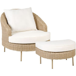 Poltrona da giardino in rattan in vimini colore naturale con poggiapiedi Arcille