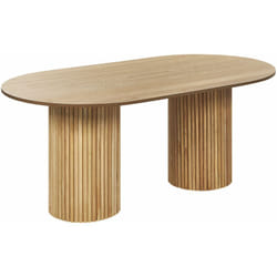 Tavolo da pranzo rustico da cucina Piano ovale Gambe in legno di gomma 180 x 100 cm Legno chiaro Sheridan