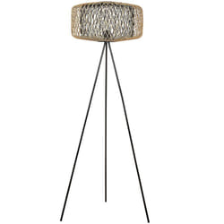 Beliani - Lampada da terra a stelo in bambù con paralume aperto e base in metallo 120 cm naturale e nera Javari