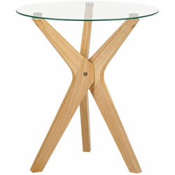 Beliani - Tavolino moderno rotondo ø 45 cm Vetro temperato Gambe in legno di gomma Valle di legno chiaro