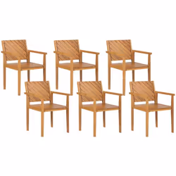 Set di 6 sedie di legno con poggiabraccia. Questo set di 6 sedie è la scelta ideale per il tuo esterno. Con uno stile tradizi ...