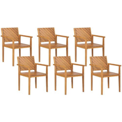 Set di 6 sedie da giardino tradizionali in legno di acacia con braccioli Baratti