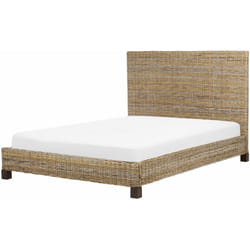 Camera da letto moderna Boho ue Letto matrimoniale con base 140 x 200 cm Rattan Mogano Testata intrecciata naturale Salbris