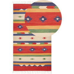 Beliani - Tappeto kilim in cotone rosso beige con nappe 80 x 150 cm Alapars