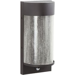 Moderna lampada da parete a led per esterni, applique in metallo, ferro e vetro con sensore di movimento nero opaco Pheppie
