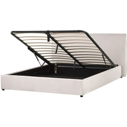 Letto imbottito tradizionale moderno con contenitore eu King Size 160 x 200 cm morbido velluto bianco crema Lavaur