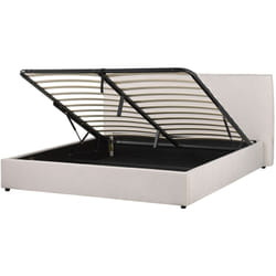Letto imbottito tradizionale moderno con contenitore eu King Size 180 x 200 cm morbido velluto bianco crema Lavaur