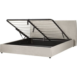 Letto imbottito tradizionale moderno con contenitore eu King Size 180 x 200 cm morbido velluto grigio talpa Lavaur