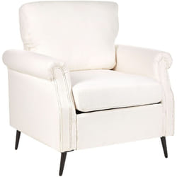 Beliani - Poltrona in Tessuto Bianco con Gambe in Metallo Nero Stile Glamour Retrò Vietas