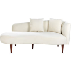 Beliani - Chaise Lounge in velluto destra Rivestimento gambe in legno scuro Cuscini Design moderno Bianco Crema Chaumont