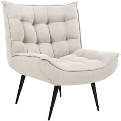 Poltrona moderna in tessuto poliestere senza braccioli sedia per il tempo libero ferro nero gambe tufting soggiorno accento Beige Chiaro Alvesta